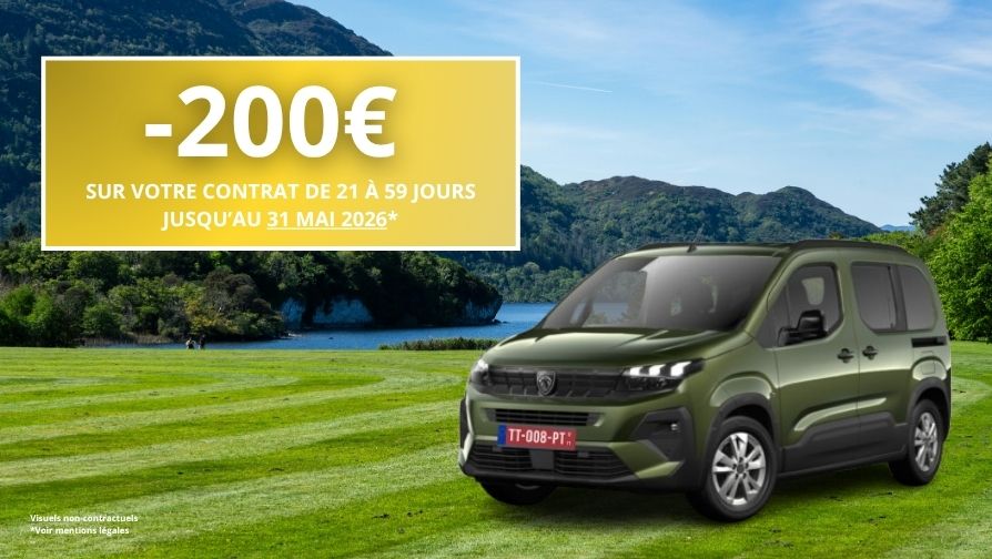 Remises exceptionnelles pour une réservation de 21 à 59 jours.