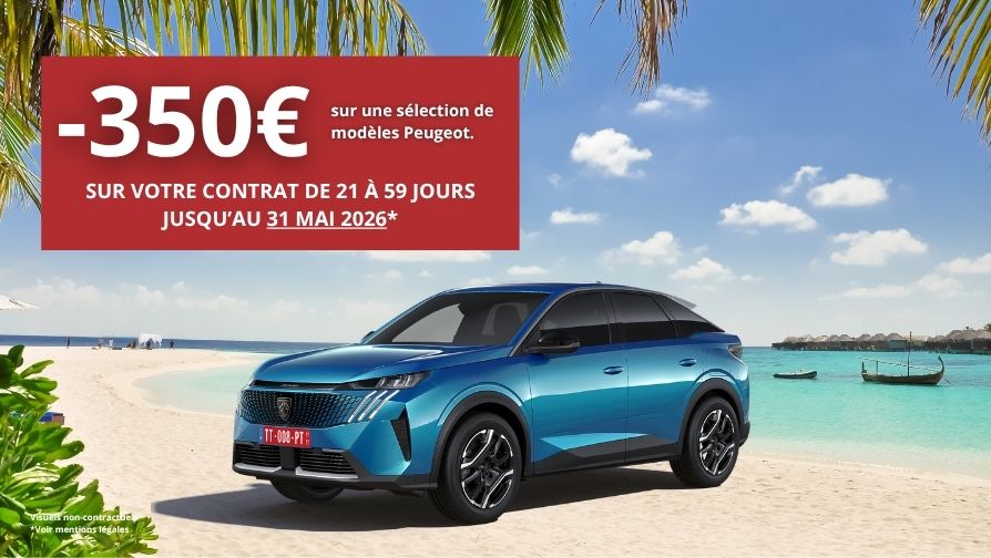 Remises exceptionnelles pour une réservation de 21 à 59 jours.