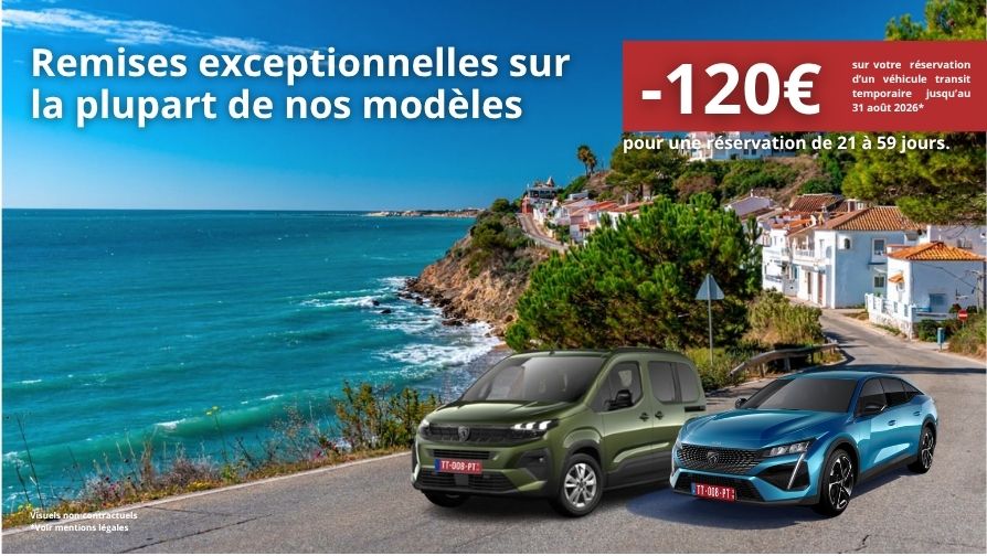 Remises exceptionnelles pour une réservation de 21 à 59 jours.