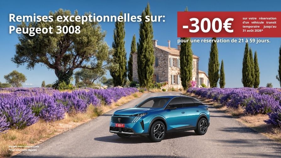 Remises exceptionnelles pour une réservation de 21 à 59 jours.
