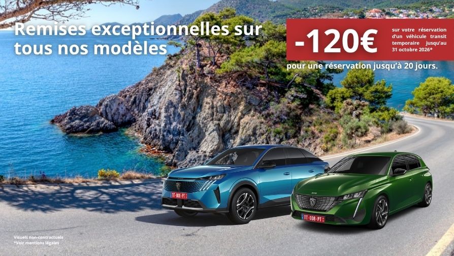 Remises exceptionnelles pour une réservation jusqu'à 20 jours.