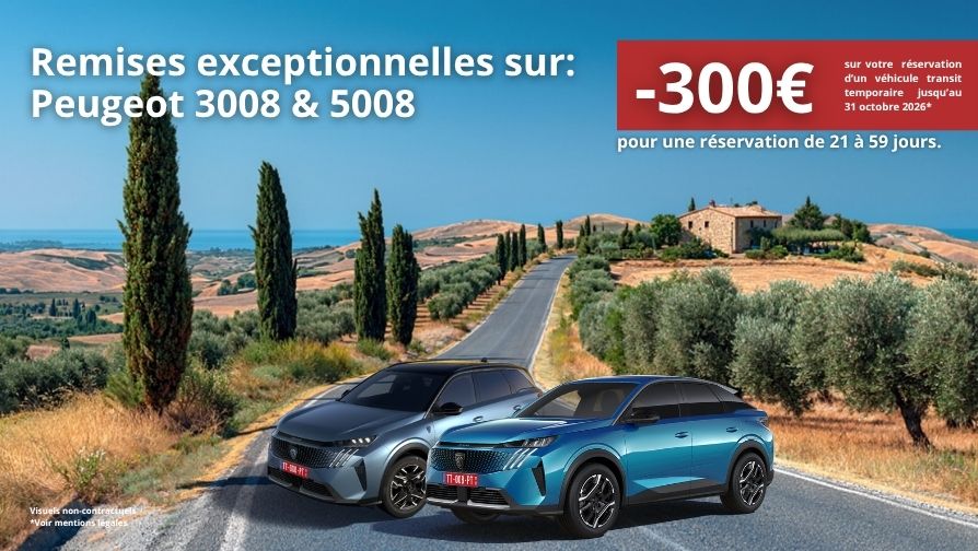 Remises exceptionnelles pour une réservation de 21 à 59 jours.